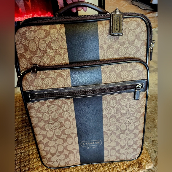 COACH Monogram Tan Camel Air Carry On Pull Bar Overhead Cruise Case Luggage NWT - Picture 2 of 7